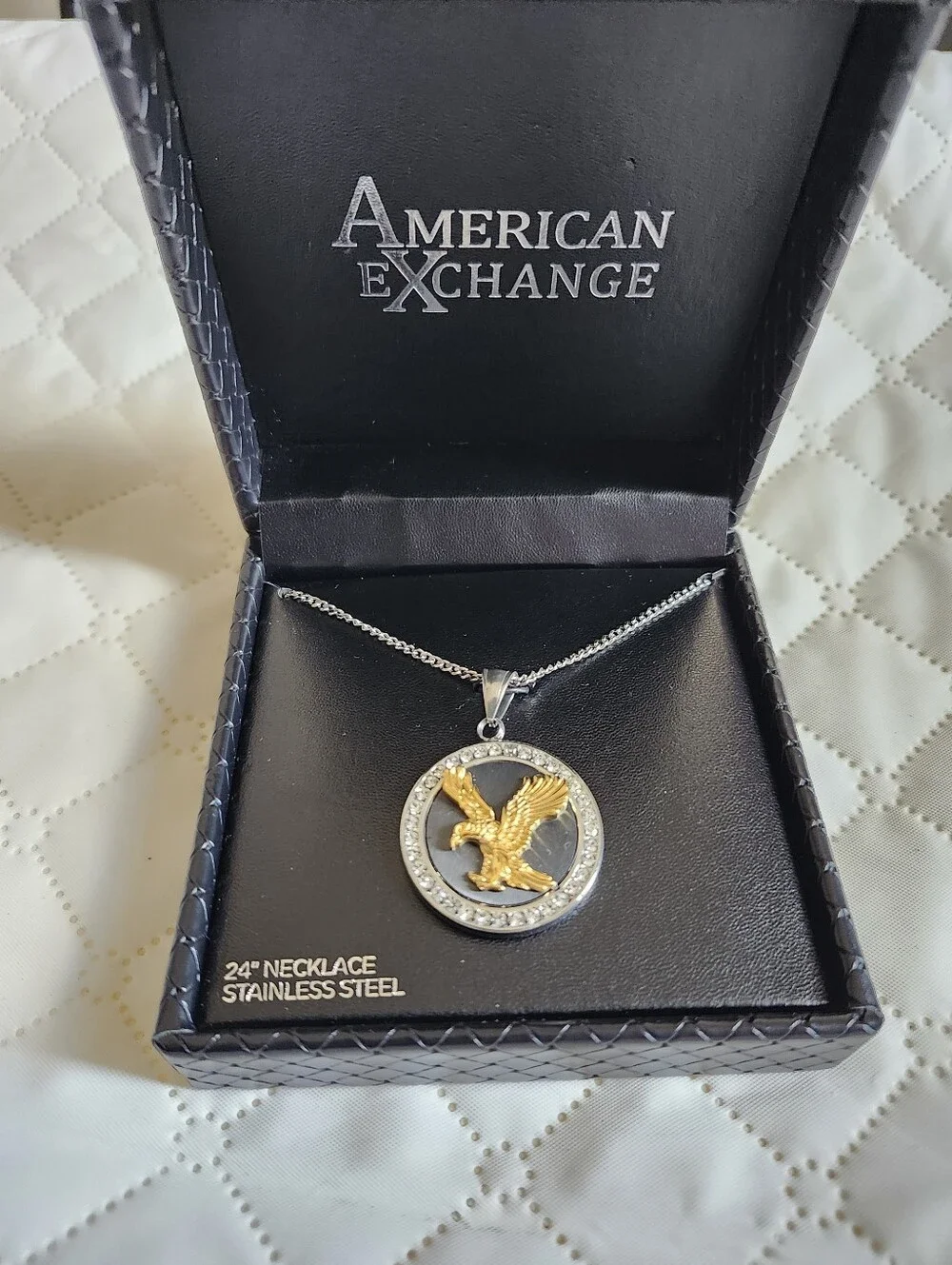 American Exchange Two-Tone Eagle Pendant Necklace - Gold & Silver